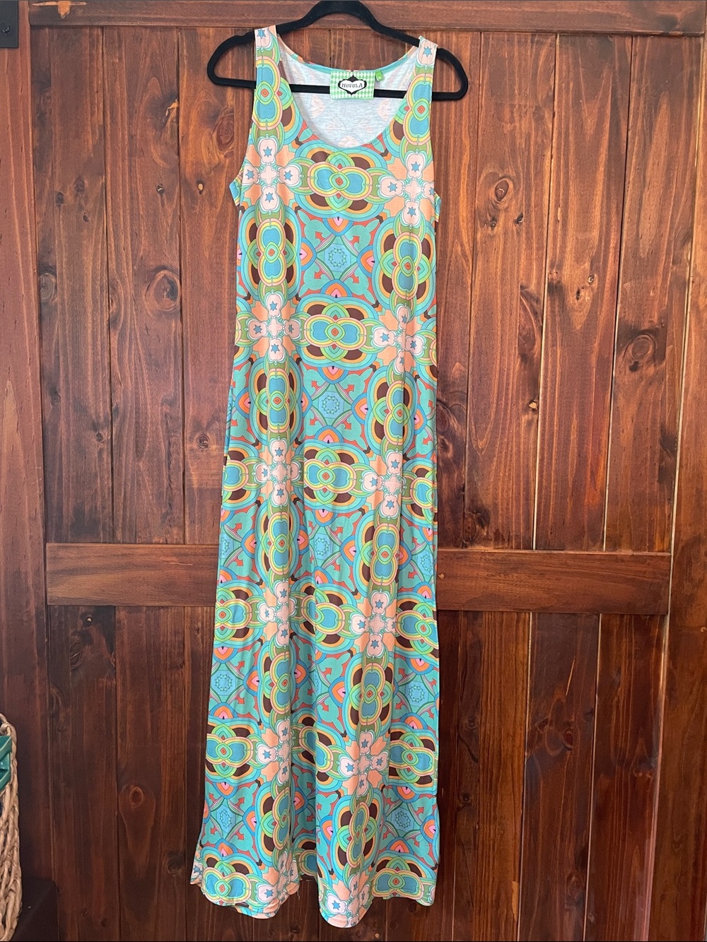 Nuvula Psychedelic Sleeveless Multicolor Kaleidoscope Print Maxi Dress SzXL